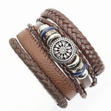 Vintage Feather Beads Leather Bracelets Men Women Jewelry