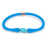 7inch Turquoise Jade Silicone Beads Bracelet Natural Stone Women Men Jewelry