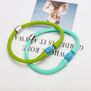7inch Turquoise Jade Silicone Beads Bracelet Natural Stone Women Men Jewelry