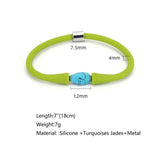 7inch Turquoise Jade Silicone Beads Bracelet Natural Stone Women Men Jewelry