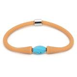 7inch Turquoise Jade Silicone Beads Bracelet Natural Stone Women Men Jewelry