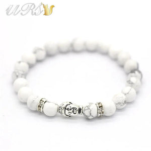 8'' Buddha Head Bracelet Howlite Stone Yoga Jewelry