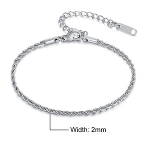 Stainless Steel Twisted Rope Chain Bracelets for Men Women, Christmas Jewelry