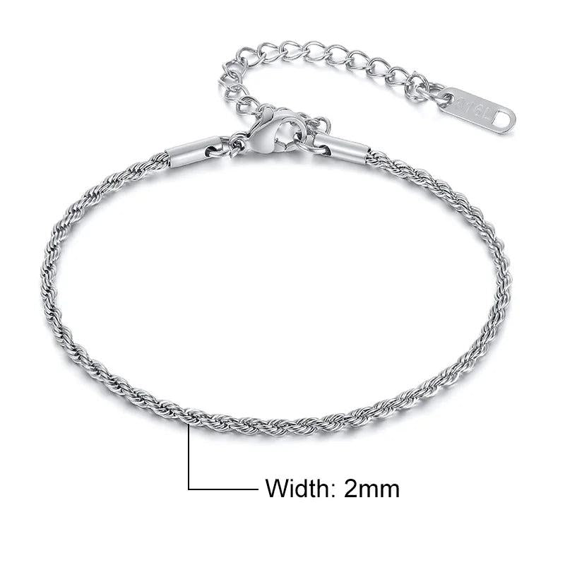 Stainless Steel Twisted Rope Chain Bracelets for Men Women, Christmas Jewelry