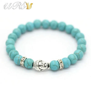 8'' Buddha Head Lucky Bracelet Natural Stone Yoga Jewelry