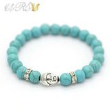 8'' Buddha Head Lucky Bracelet Natural Stone Yoga Jewelry