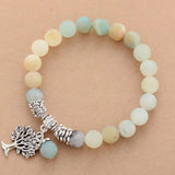 Matte Amazonite Tree Pendant Bracelet Natural Stone Bead Jewelry
