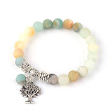Matte Amazonite Tree Pendant Bracelet Natural Stone Bead Jewelry