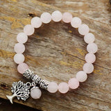 Matte Amazonite Tree Pendant Bracelet Natural Stone Bead Jewelry