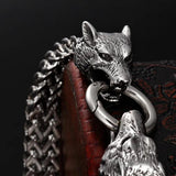 Pulseira Masculina De Malha De Ao Inoxidvel Retr Alloy Wolf Head Rock