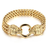 Pulseira Masculina De Malha De Ao Inoxidvel Retr Alloy Wolf Head Rock