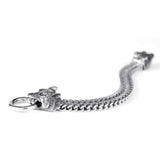 Pulseira Masculina De Malha De Ao Inoxidvel Retr Alloy Wolf Head Rock