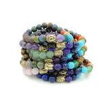 Mixed Stones Chakela Style Bracelet with Buddha Head Spacer