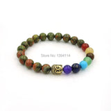 Mixed Stones Chakela Style Bracelet with Buddha Head Spacer