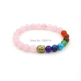 Mixed Stones Chakela Style Bracelet with Buddha Head Spacer