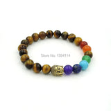 Mixed Stones Chakela Style Bracelet with Buddha Head Spacer