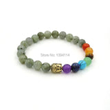 Mixed Stones Chakela Style Bracelet with Buddha Head Spacer