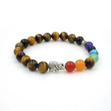 Mixed Stones Beaded Bracelet with Elephant Spacer