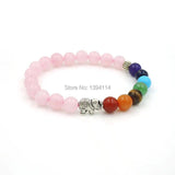 Mixed Stones Beaded Bracelet with Elephant Spacer