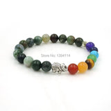 Mixed Stones Beaded Bracelet with Elephant Spacer