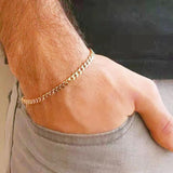 Silver Plated Women 3/5mm Thin Cuban Chain Link Bracelet