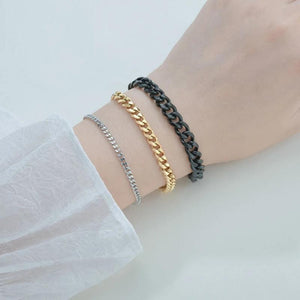 Silver Plated Women 3/5mm Thin Cuban Chain Link Bracelet