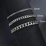 Silver Plated Women 3/5mm Thin Cuban Chain Link Bracelet
