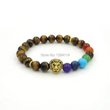 Mixed Stones Chakela Style Bracelet with Lion Head Spacer