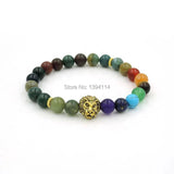 Mixed Stones Chakela Style Bracelet with Lion Head Spacer