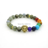 Mixed Stones Chakela Style Bracelet with Lion Head Spacer