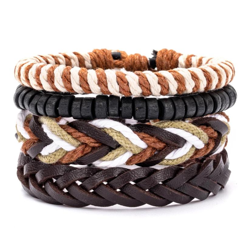 Gothic Punk Skull Star Leather Bracelet Men Arm Jewelry