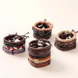 Gothic Punk Skull Star Leather Bracelet Men Arm Jewelry
