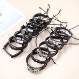 Gothic Punk Skull Star Leather Bracelet Men Arm Jewelry