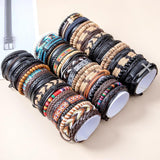Gothic Punk Skull Star Leather Bracelet Men Arm Jewelry