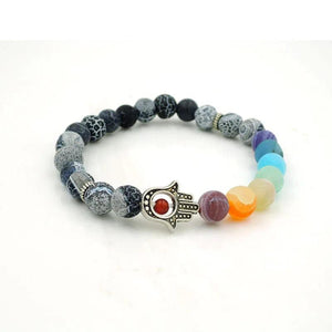 Mixed Stones Chakela Style Beaded Bracelet with Palm Spacer