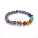Mixed Stones Chakela Style Beaded Bracelet with Palm Spacer