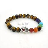 Mixed Stones Chakela Style Beaded Bracelet with Palm Spacer