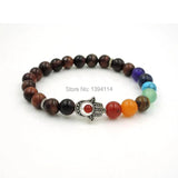 Mixed Stones Chakela Style Beaded Bracelet with Palm Spacer