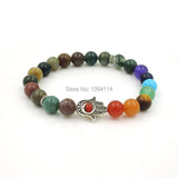 Mixed Stones Chakela Style Beaded Bracelet with Palm Spacer
