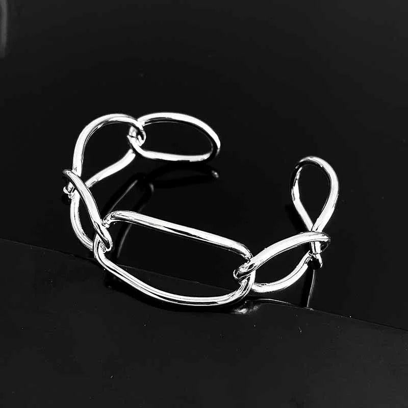 Hollowed Out Metal Bracelet Women's Silver Adjustable Temperament Bracelet