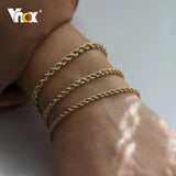 Stainless Steel Twisted Rope Chain Bracelet for Women, Adjustable Length