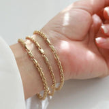 Stainless Steel Twisted Rope Chain Bracelet for Women, Adjustable Length