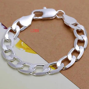 Silver Charm Bracelets 12-6MM Chain, Stamped Noble Nice Link H163