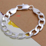 Silver Charm Bracelets 12-6MM Chain, Stamped Noble Nice Link H163