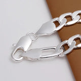 Silver Charm Bracelets 12-6MM Chain, Stamped Noble Nice Link H163