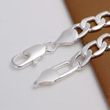 Silver Charm Bracelets 12-6MM Chain, Stamped Noble Nice Link H163