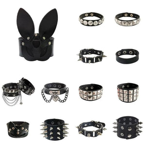 Leather Wristband Bracelet Cuff Goth Gothic Punk Bracelets Spikes Rivet Stud Ban