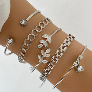 Multilayer Silver Chain Bracelet Sets For Women
