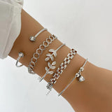 Multilayer Silver Chain Bracelet Sets For Women