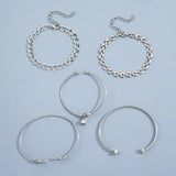 Multilayer Silver Chain Bracelet Sets For Women
